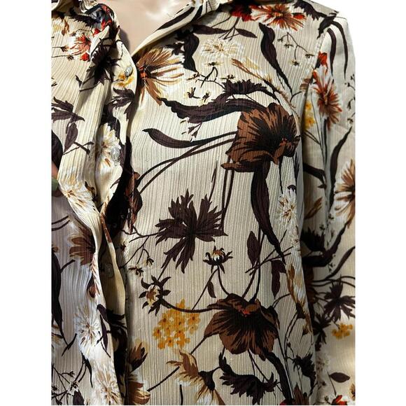 Zara Basic Floral Long Sleeve Blouse - Picture 3 of 6